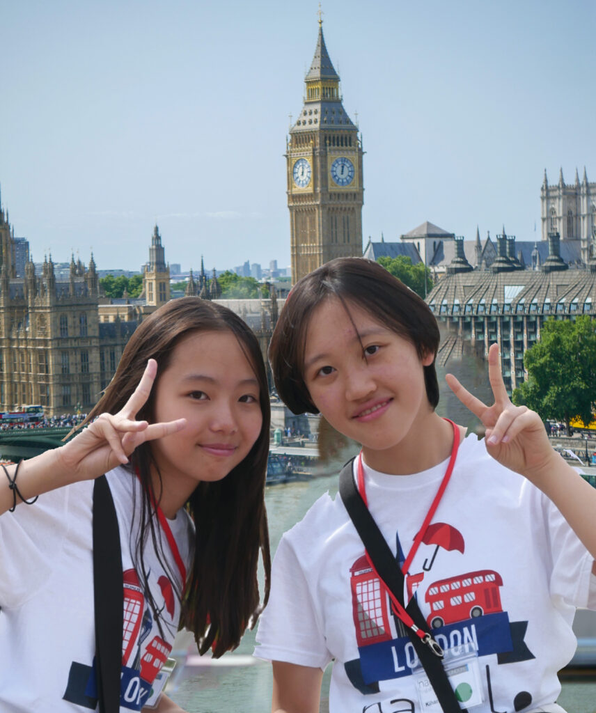 Teens taking pictures in front of Big Ben during summer camp
