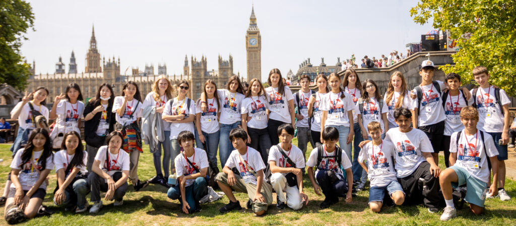 Teens taking pictures in front of Big Ben during summer camp